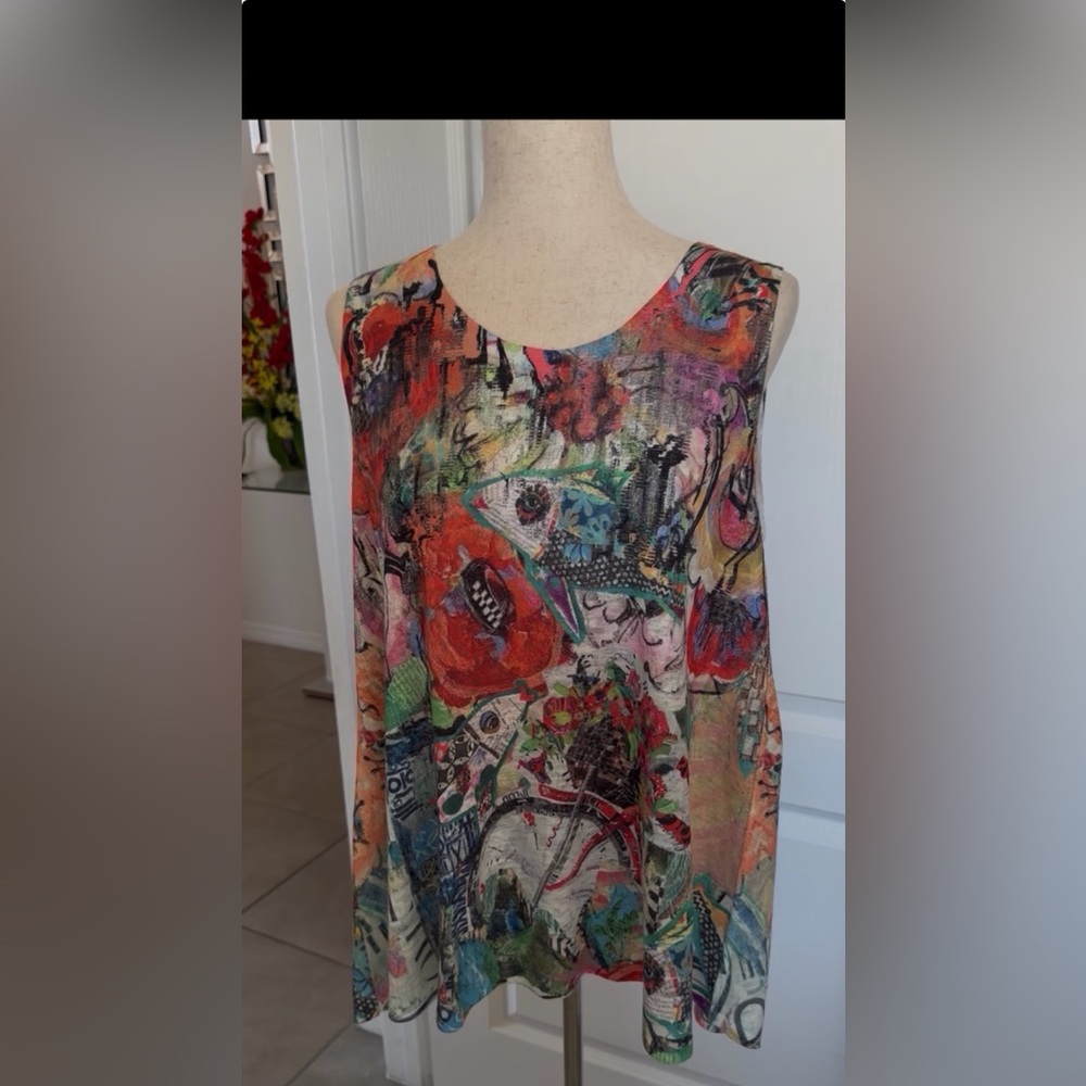 Et Lois Tank Top Size L Art to Wear Colorful Artsy Abstract Print Art Teacher - Picture 5 of 14